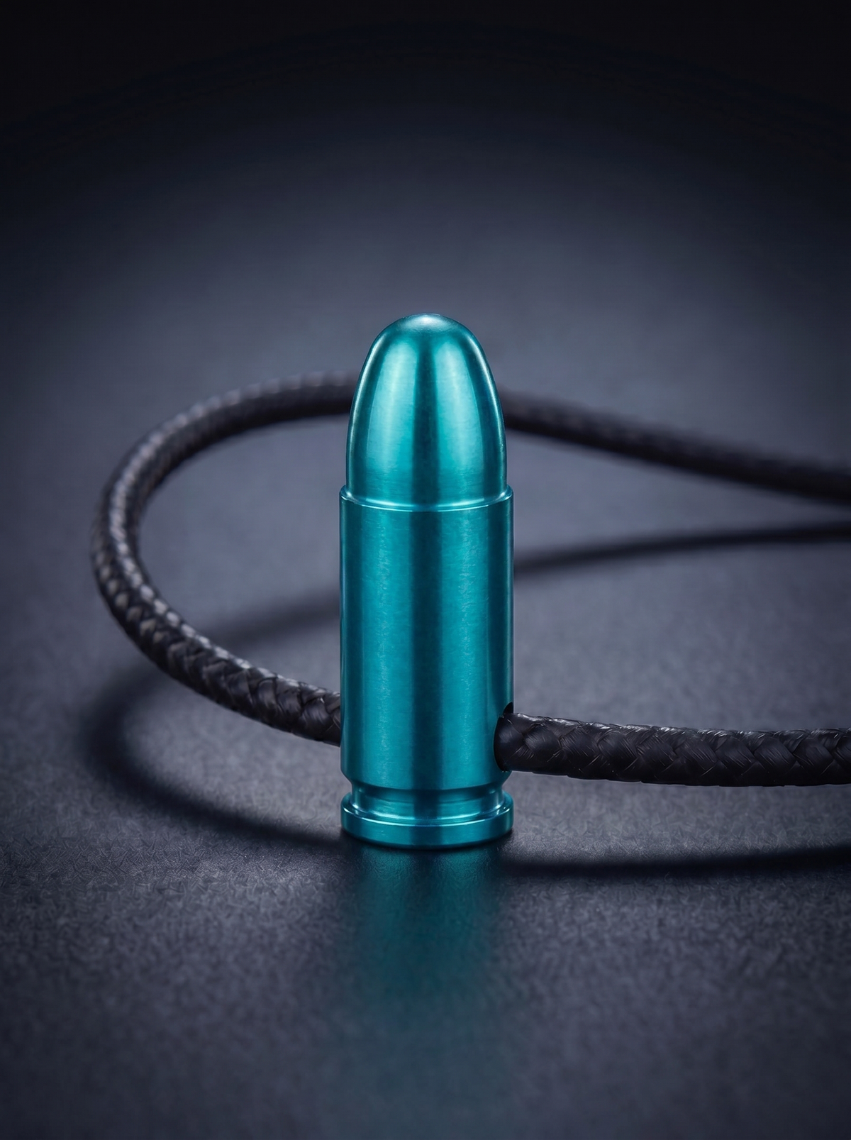 Green anodized titanium pistol cartridge pendant