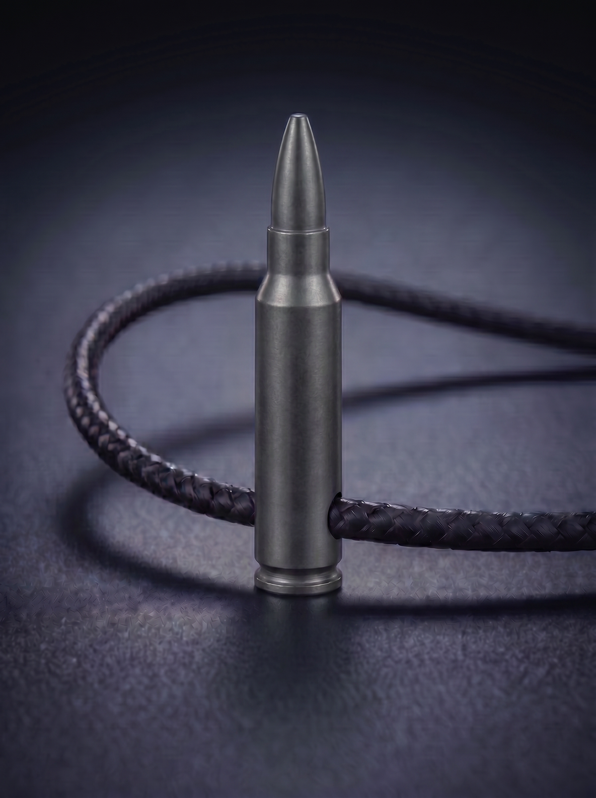 Black anodized titanium rifle cartridge pendant