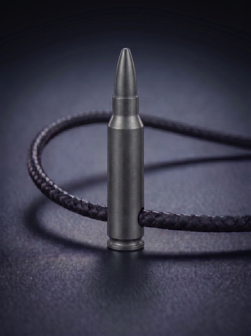 Black anodized titanium rifle cartridge pendant