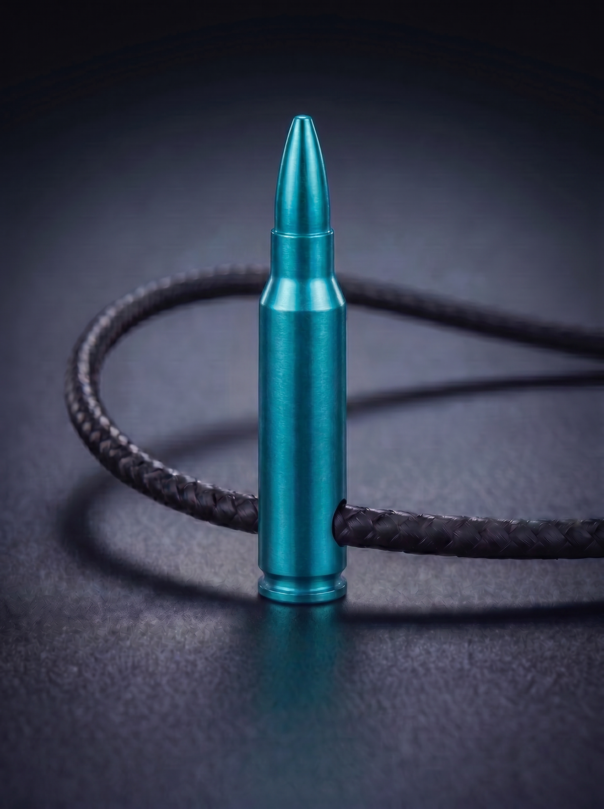 Green anodized titanium rifle cartridge pendant